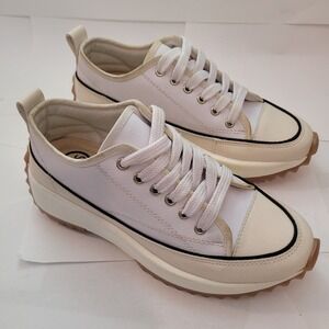 MKS Platform Sneakers Womens 6 White Cream Chunky Lug Sole Low Top Shoes
